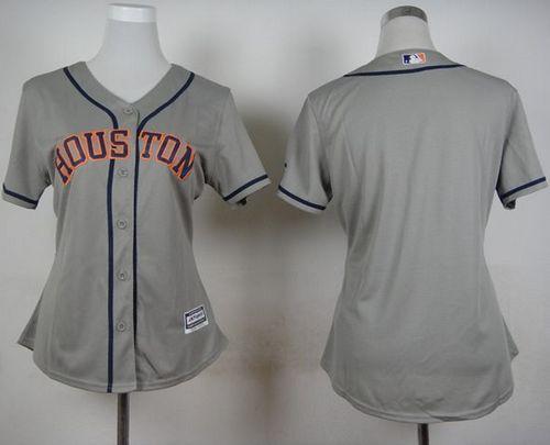 Astros Blank Grey Road Women's Stitched MLB Jersey - Click Image to Close